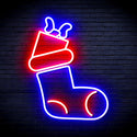 ADVPRO Christmas Sock with Present Ultra-Bright LED Neon Sign fnu0166 - Red & Blue