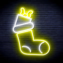 ADVPRO Christmas Sock with Present Ultra-Bright LED Neon Sign fnu0166 - White & Yellow