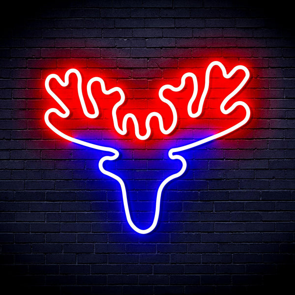 ADVPRO Deer Head Ultra-Bright LED Neon Sign fnu0170 - Blue & Red