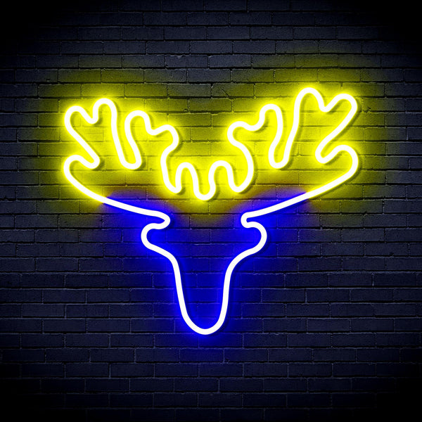 ADVPRO Deer Head Ultra-Bright LED Neon Sign fnu0170 - Blue & Yellow