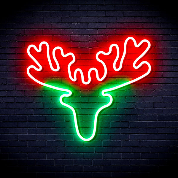ADVPRO Deer Head Ultra-Bright LED Neon Sign fnu0170 - Green & Red