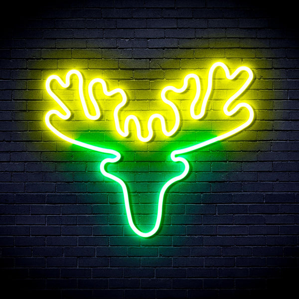 ADVPRO Deer Head Ultra-Bright LED Neon Sign fnu0170 - Green & Yellow
