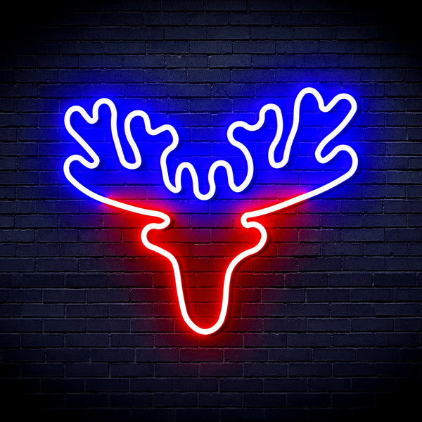 ADVPRO Deer Head Ultra-Bright LED Neon Sign fnu0170 - Red & Blue