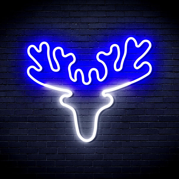 ADVPRO Deer Head Ultra-Bright LED Neon Sign fnu0170 - White & Blue