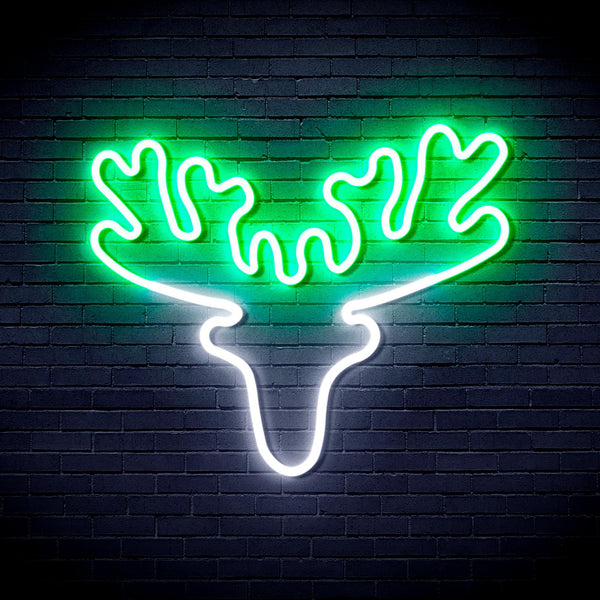 ADVPRO Deer Head Ultra-Bright LED Neon Sign fnu0170 - White & Green