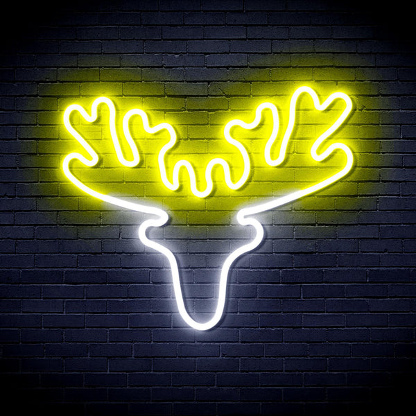 ADVPRO Deer Head Ultra-Bright LED Neon Sign fnu0170 - White & Yellow