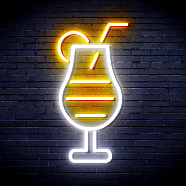 ADVPRO Cocktail Drinks Ultra-Bright LED Neon Sign fnu0177 - White & Golden Yellow