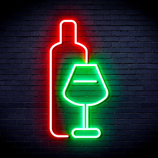 ADVPRO Wine Bottle with Glass Ultra-Bright LED Neon Sign fnu0178 - Green & Red