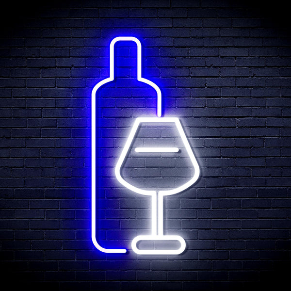 ADVPRO Wine Bottle with Glass Ultra-Bright LED Neon Sign fnu0178 - White & Blue