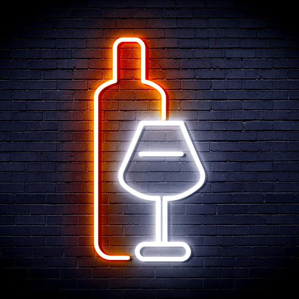 ADVPRO Wine Bottle with Glass Ultra-Bright LED Neon Sign fnu0178 - White & Orange