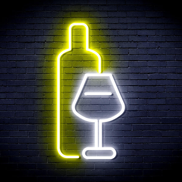 ADVPRO Wine Bottle with Glass Ultra-Bright LED Neon Sign fnu0178 - White & Yellow