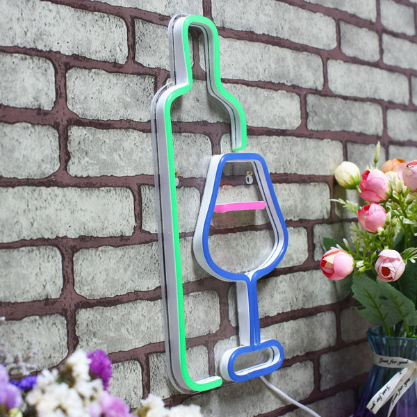 ADVPRO Wine Bottle with Glass Ultra-Bright LED Neon Sign fnu0178