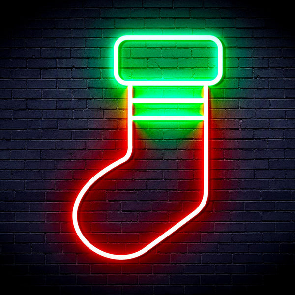 ADVPRO Christmas Sock Ultra-Bright LED Neon Sign fnu0181 - Green & Red