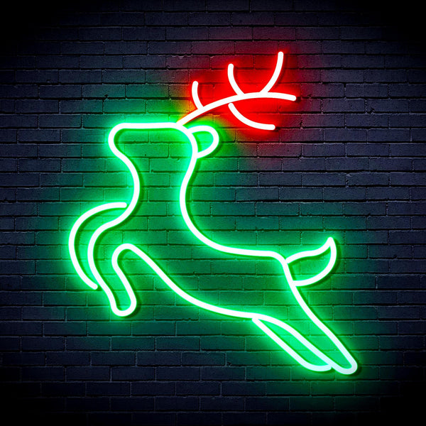 ADVPRO Deer Ultra-Bright LED Neon Sign fnu0182 - Green & Red