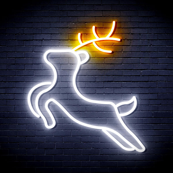 ADVPRO Deer Ultra-Bright LED Neon Sign fnu0182 - White & Golden Yellow