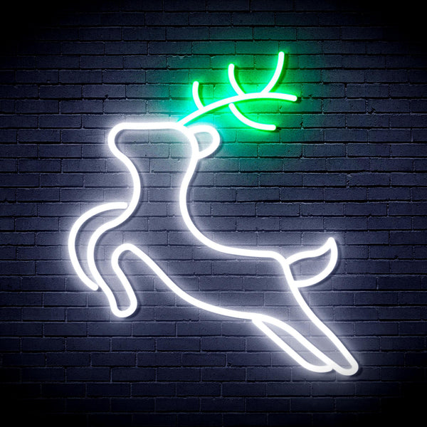 ADVPRO Deer Ultra-Bright LED Neon Sign fnu0182 - White & Green