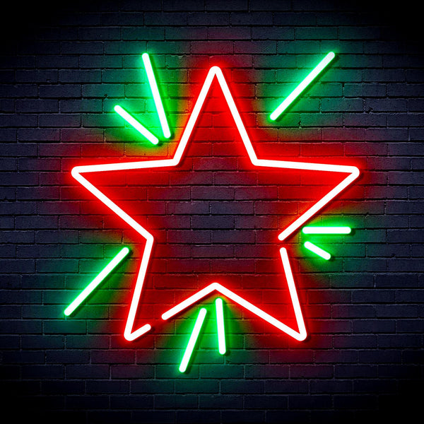 ADVPRO Flashing Star Ultra-Bright LED Neon Sign fnu0183 - Green & Red