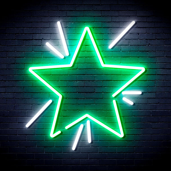 ADVPRO Flashing Star Ultra-Bright LED Neon Sign fnu0183 - White & Green