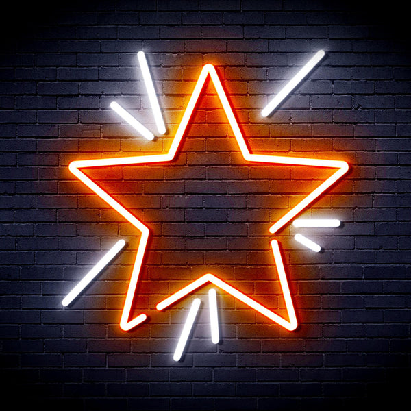 ADVPRO Flashing Star Ultra-Bright LED Neon Sign fnu0183 - White & Orange