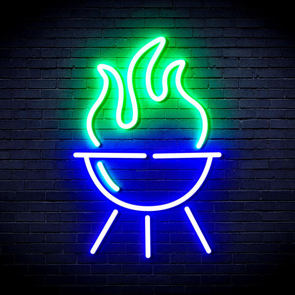 ADVPRO Barbecue Grill Ultra-Bright LED Neon Sign fnu0186 - Green & Blue