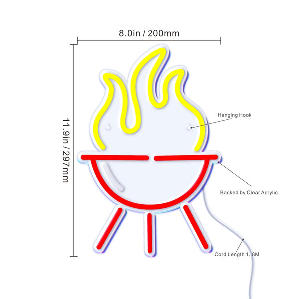 ADVPRO Barbecue Grill Ultra-Bright LED Neon Sign fnu0186 - Size