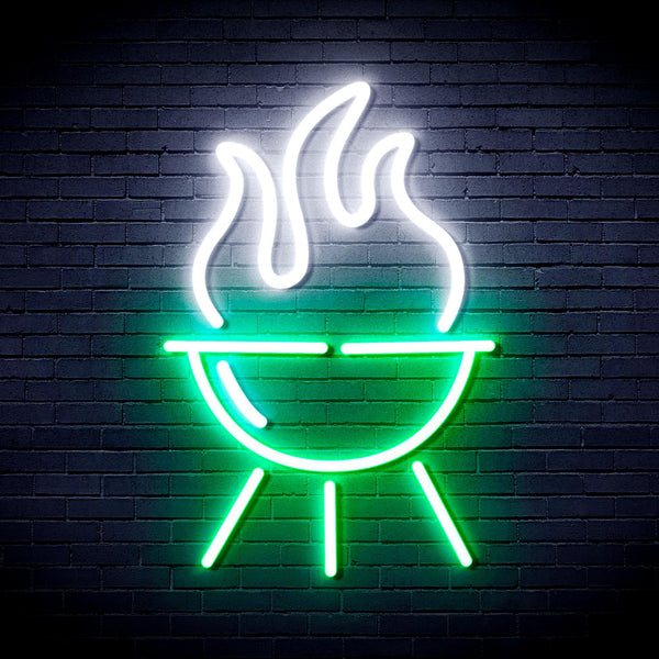 ADVPRO Barbecue Grill Ultra-Bright LED Neon Sign fnu0186 - White & Green