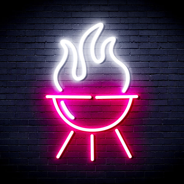 ADVPRO Barbecue Grill Ultra-Bright LED Neon Sign fnu0186 - White & Pink