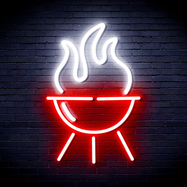 ADVPRO Barbecue Grill Ultra-Bright LED Neon Sign fnu0186 - White & Red