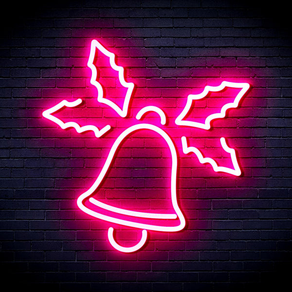 ADVPRO Christmas Bell with Leaves Ultra-Bright LED Neon Sign fnu0197 - Pink