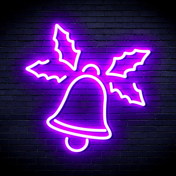 ADVPRO Christmas Bell with Leaves Ultra-Bright LED Neon Sign fnu0197 - Purple