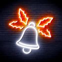 ADVPRO Christmas Bell with Leaves Ultra-Bright LED Neon Sign fnu0197 - White & Orange