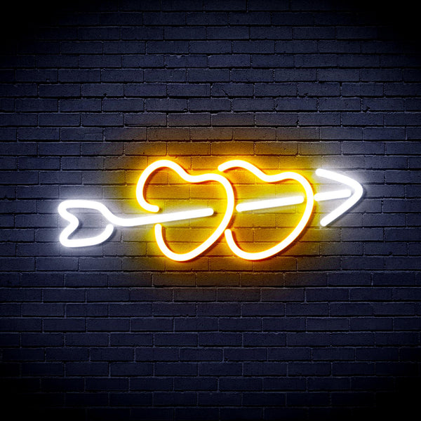 ADVPRO Hearts with Arrow Ultra-Bright LED Neon Sign fnu0200 - White & Golden Yellow