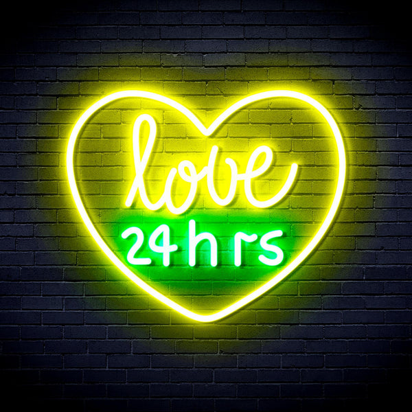 ADVPRO Love 24 Hours Ultra-Bright LED Neon Sign fnu0203 - Green & Yellow