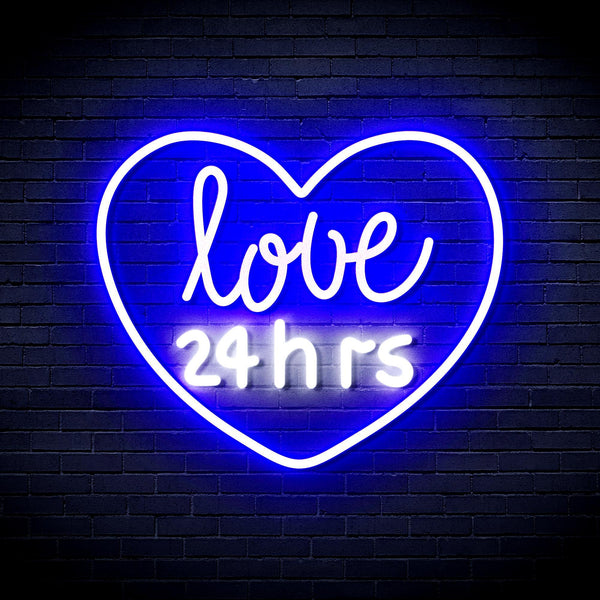 ADVPRO Love 24 Hours Ultra-Bright LED Neon Sign fnu0203 - White & Blue