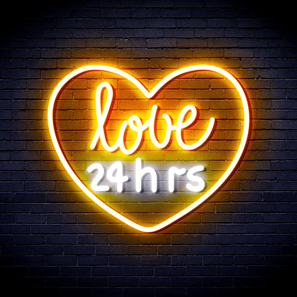 ADVPRO Love 24 Hours Ultra-Bright LED Neon Sign fnu0203 - White & Golden Yellow