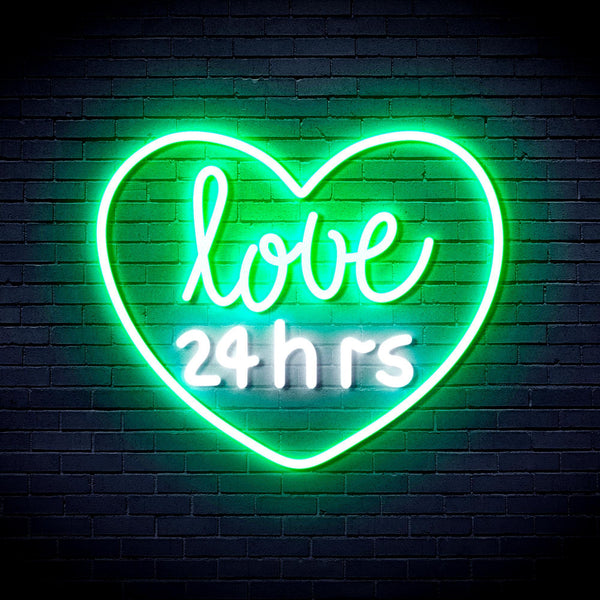 ADVPRO Love 24 Hours Ultra-Bright LED Neon Sign fnu0203 - White & Green