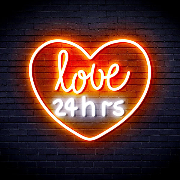 ADVPRO Love 24 Hours Ultra-Bright LED Neon Sign fnu0203 - White & Orange