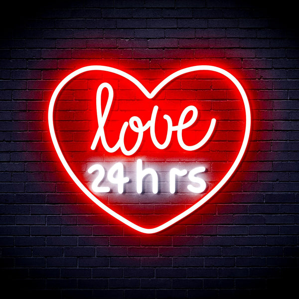 ADVPRO Love 24 Hours Ultra-Bright LED Neon Sign fnu0203 - White & Red