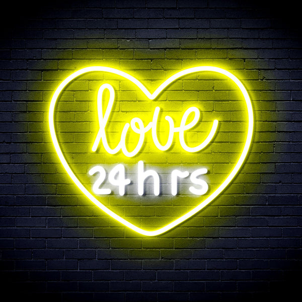 ADVPRO Love 24 Hours Ultra-Bright LED Neon Sign fnu0203 - White & Yellow