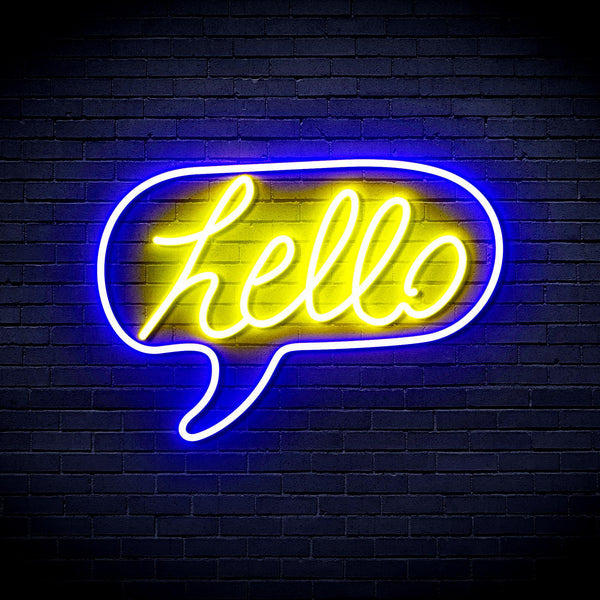 ADVPRO Hello Chat Box Ultra-Bright LED Neon Sign fnu0210 - Blue & Yellow