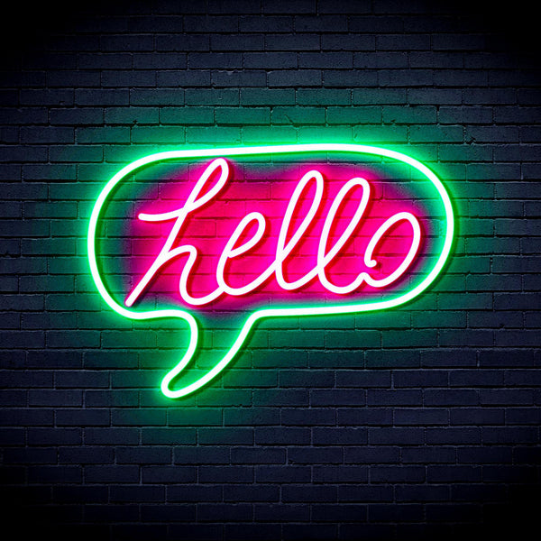 ADVPRO Hello Chat Box Ultra-Bright LED Neon Sign fnu0210 - Green & Pink