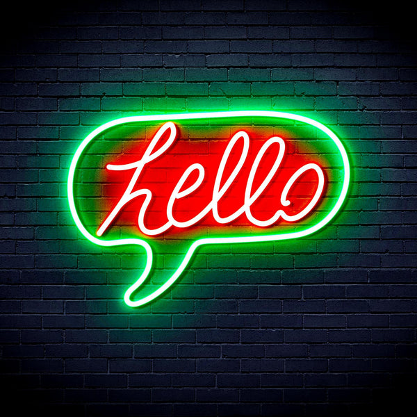 ADVPRO Hello Chat Box Ultra-Bright LED Neon Sign fnu0210 - Green & Red