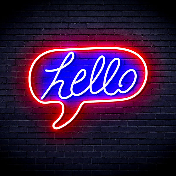 ADVPRO Hello Chat Box Ultra-Bright LED Neon Sign fnu0210 - Red & Blue