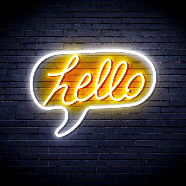 ADVPRO Hello Chat Box Ultra-Bright LED Neon Sign fnu0210 - White & Golden Yellow