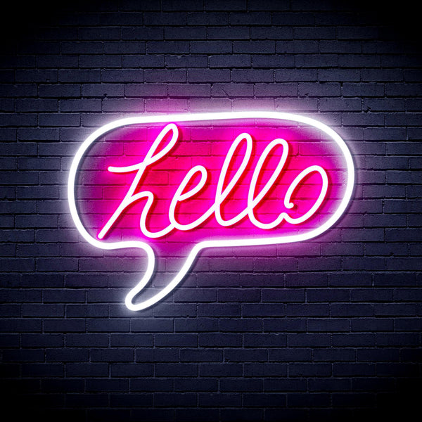 ADVPRO Hello Chat Box Ultra-Bright LED Neon Sign fnu0210 - White & Pink