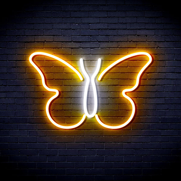 ADVPRO Butterfly Ultra-Bright LED Neon Sign fnu0216 - White & Golden Yellow