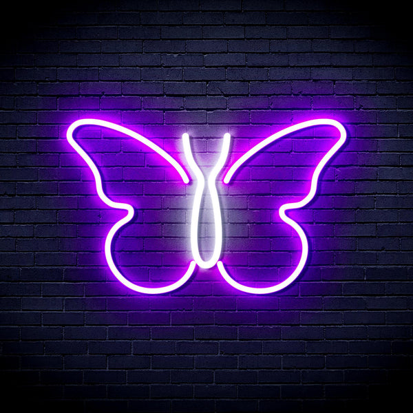 ADVPRO Butterfly Ultra-Bright LED Neon Sign fnu0216 - White & Purple