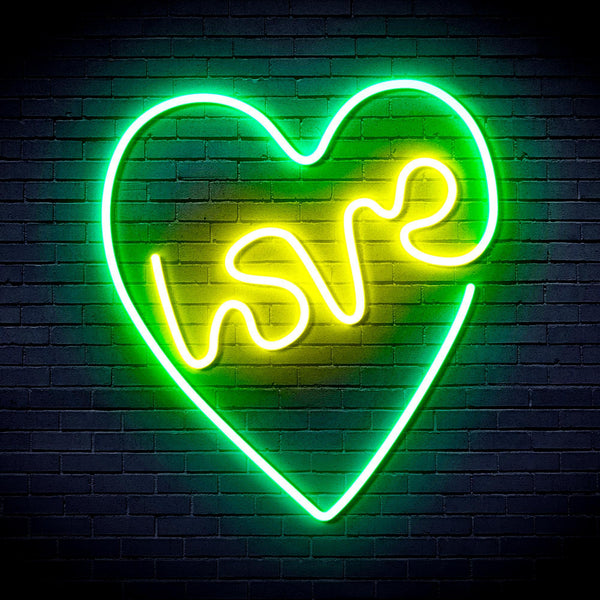 ADVPRO Heart with Love Ultra-Bright LED Neon Sign fnu0221 - Green & Yellow