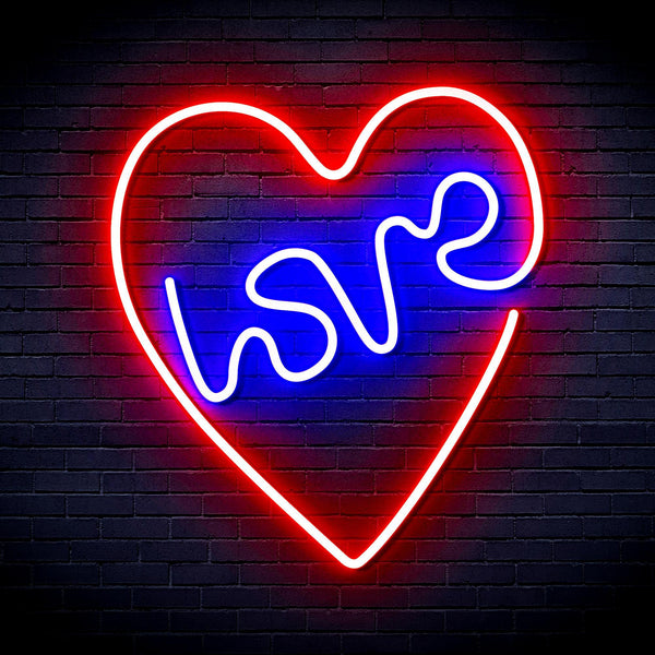 ADVPRO Heart with Love Ultra-Bright LED Neon Sign fnu0221 - Red & Blue