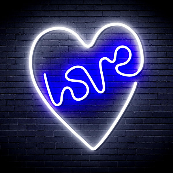 ADVPRO Heart with Love Ultra-Bright LED Neon Sign fnu0221 - White & Blue